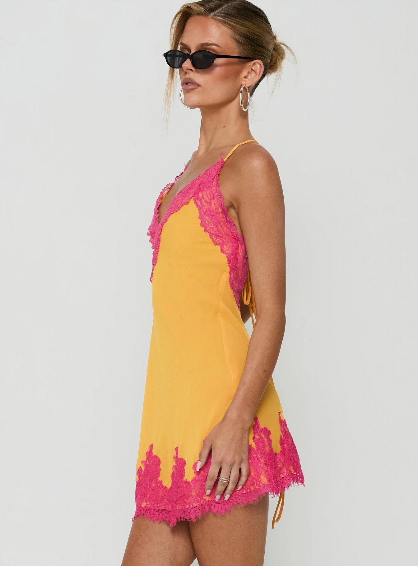 Call My Lover Mini Dress – Gold/Fuchsia