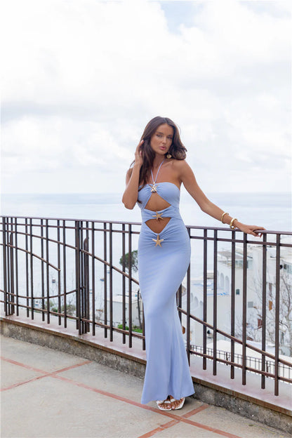 Splash Halter Maxi Dress