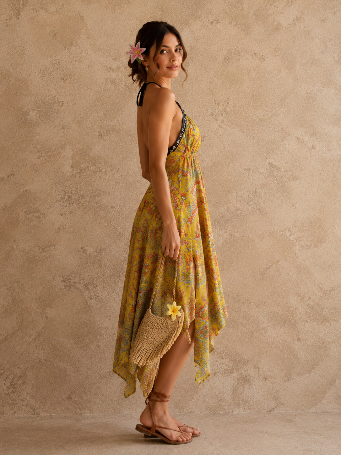 Golden Paisley Breeze Dress