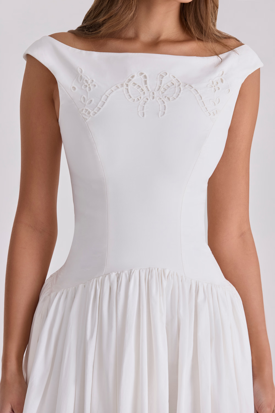 White Cotton Broderie Maxi Dress