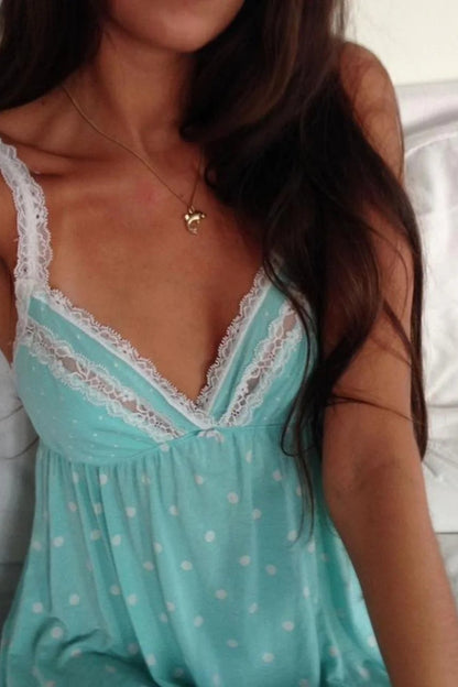 Mint Dream Lace Slip Dress