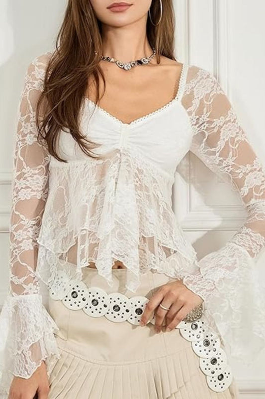 Lace Peplum Top