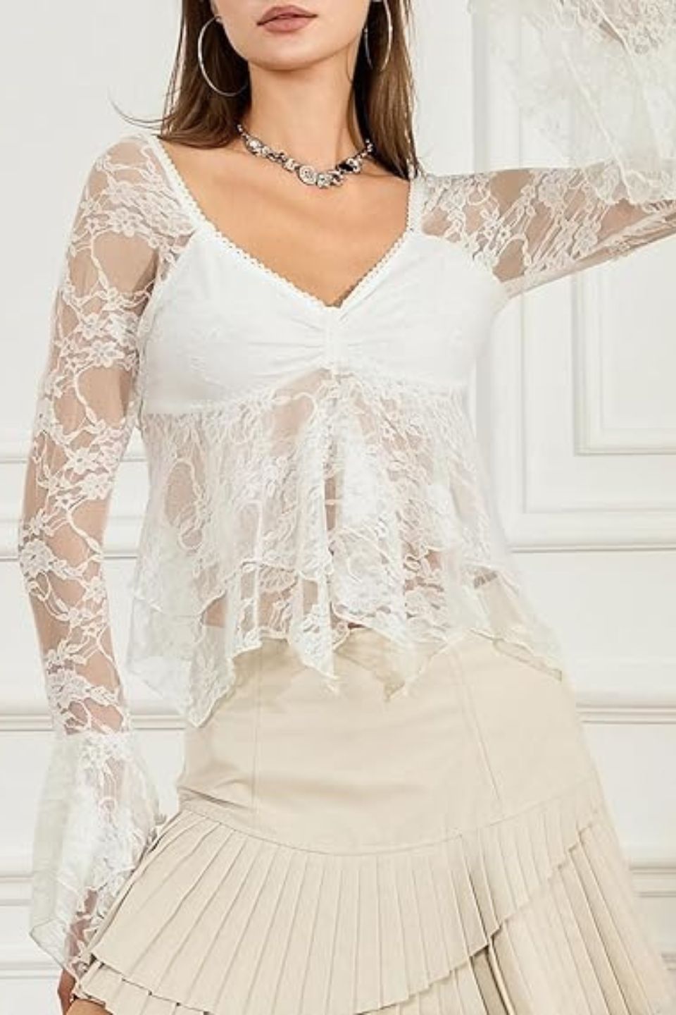 Lace Peplum Top