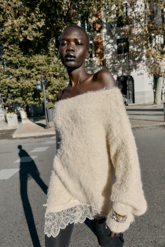 COMBINED KNIT JUMPER WITH LACE