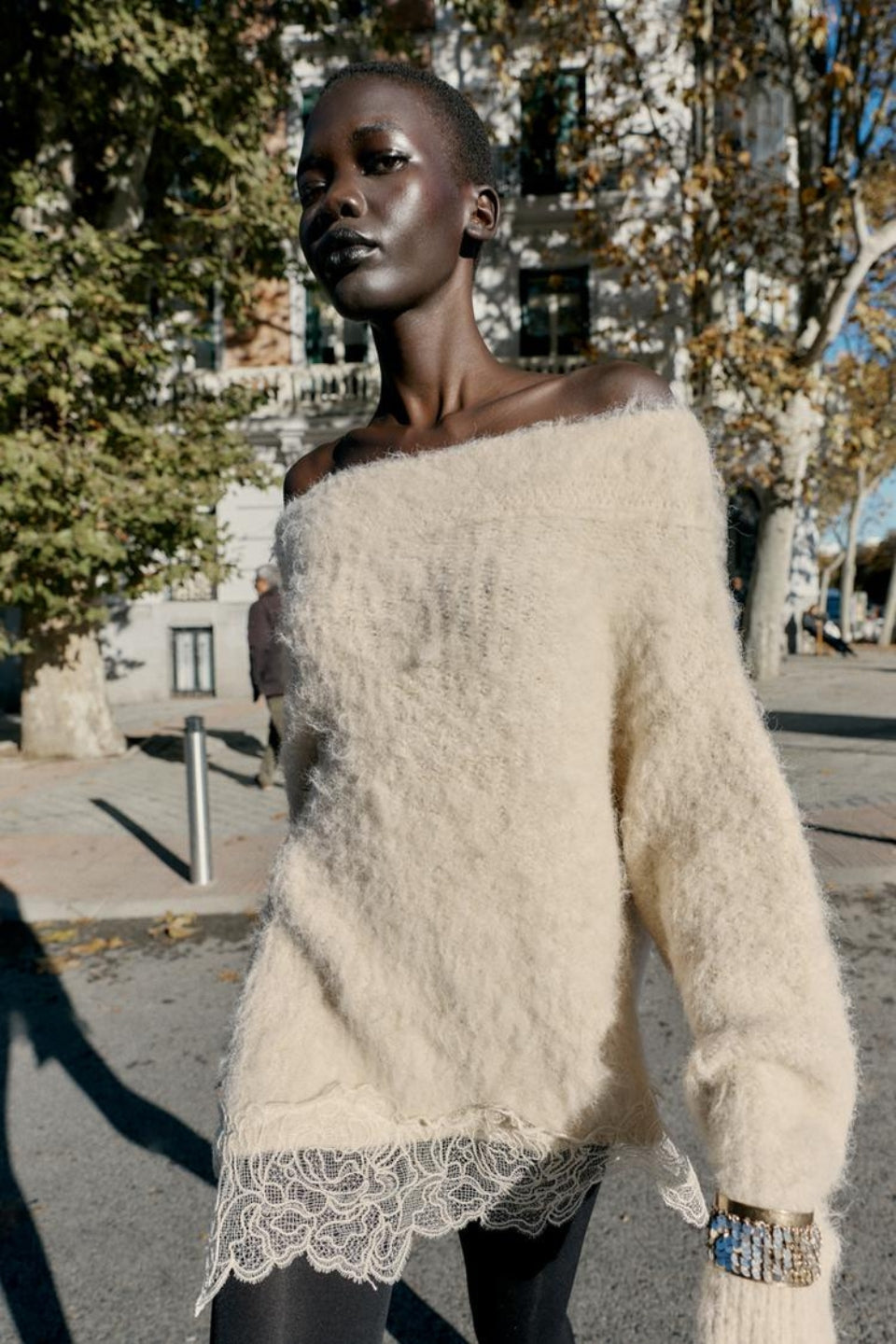 COMBINED KNIT JUMPER WITH LACE