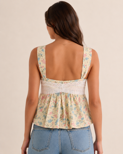 Floral Lace Peplum Tank Top